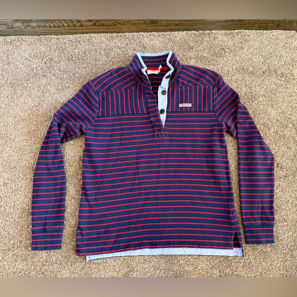 Vineyard Vines Navy and Red Striped Polo long sleeve - Picture 10 of 16